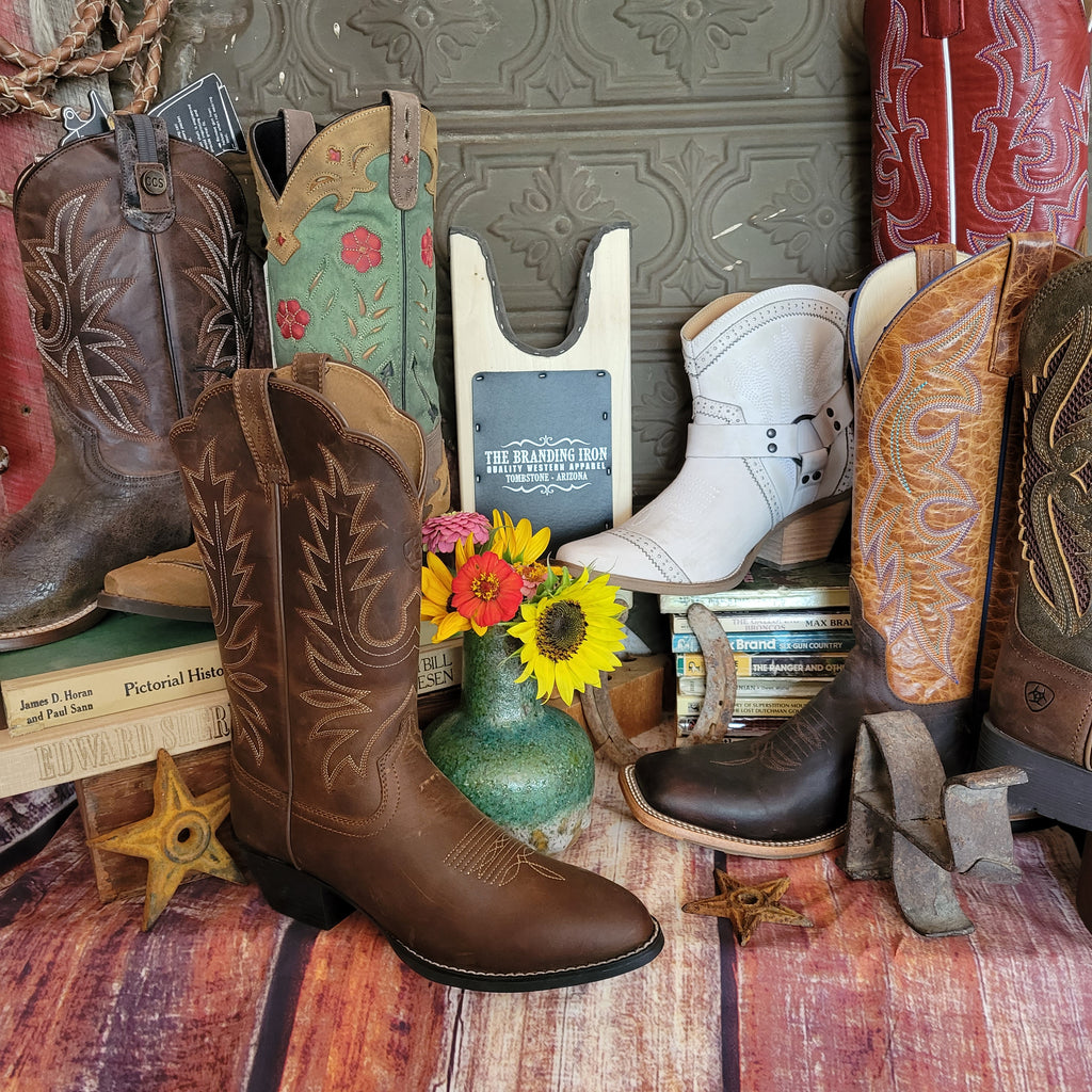 a selection of western boots for men and women