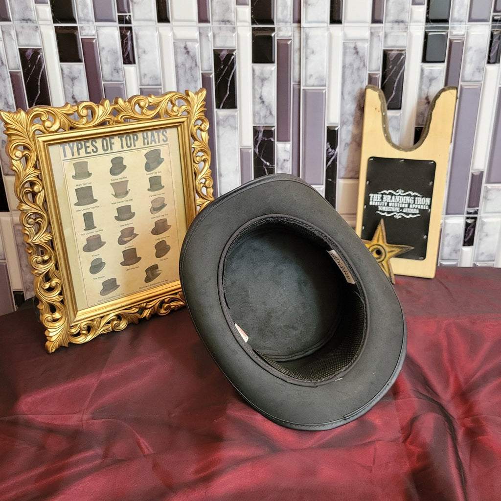 Leather Top Hat, the "El Dorado" by American Hat Makers  ELDBFXXXXXX Inside View Black