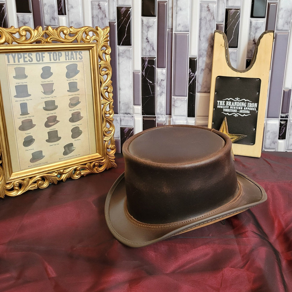 Leather Top Hat, the "El Dorado" by American Hat Makers  ELDBFXXXXXX Side View Brown