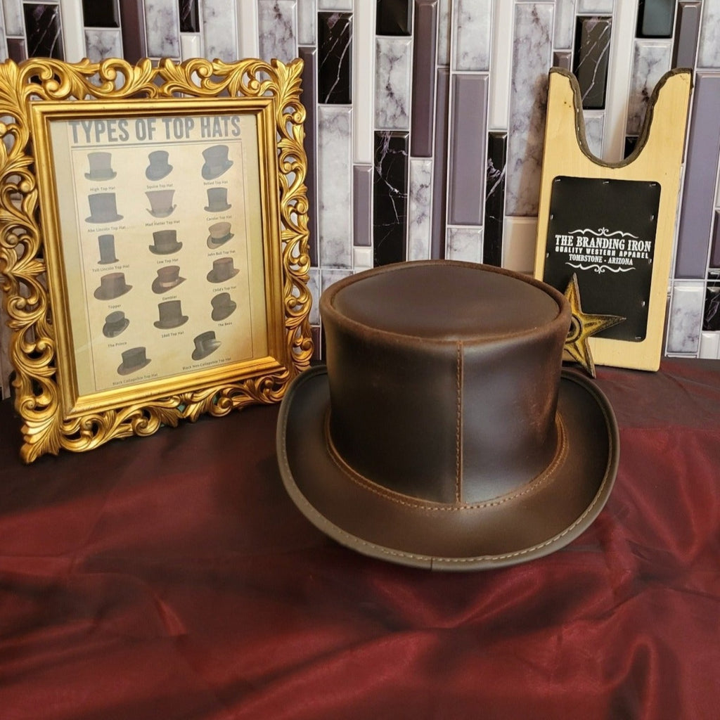 Leather Top Hat, the "El Dorado" by American Hat Makers  ELDBFXXXXXX Back View Brown