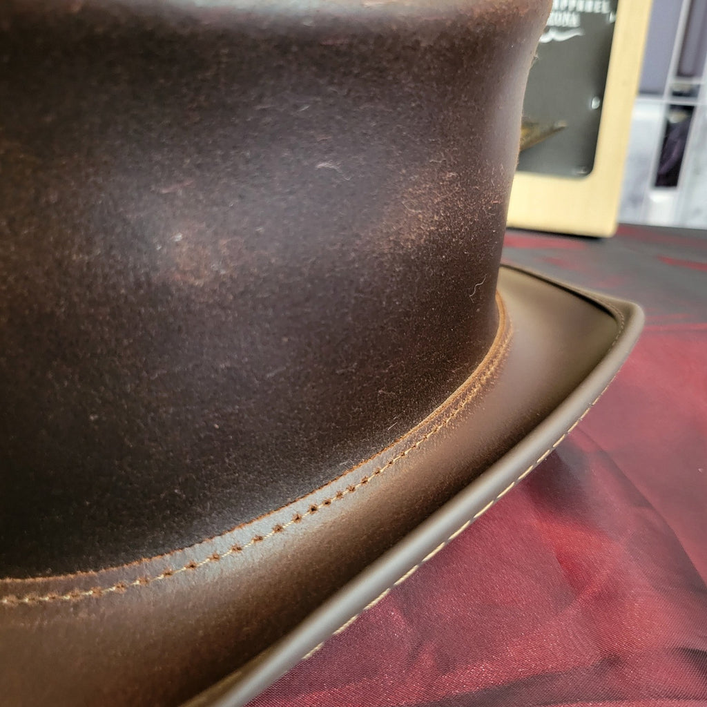 Leather Top Hat, the "El Dorado" by American Hat Makers  ELDBFXXXXXX Detailed View Brown