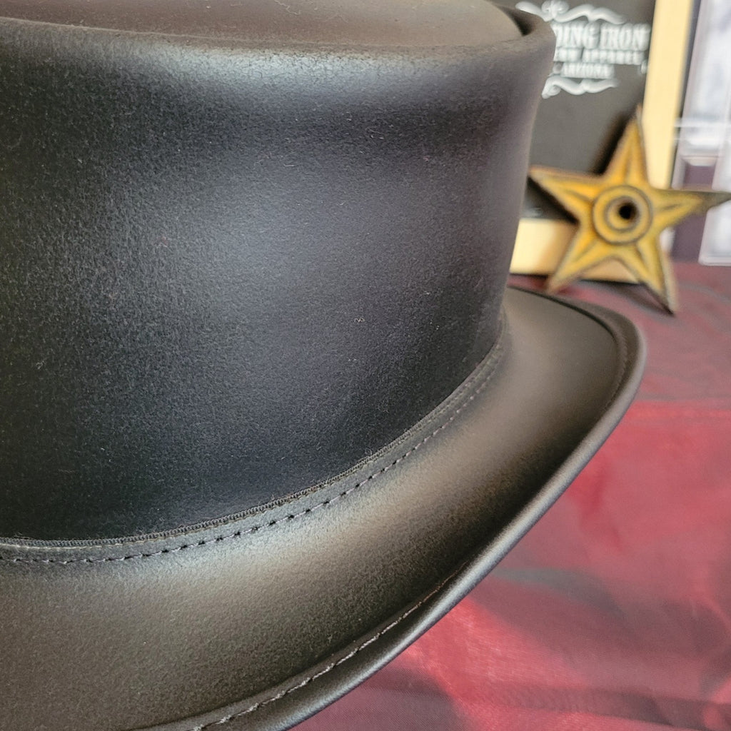 Leather Top Hat, the "Marlow" by American Hat Makers  MARBFXXXXXX Detailed View Black