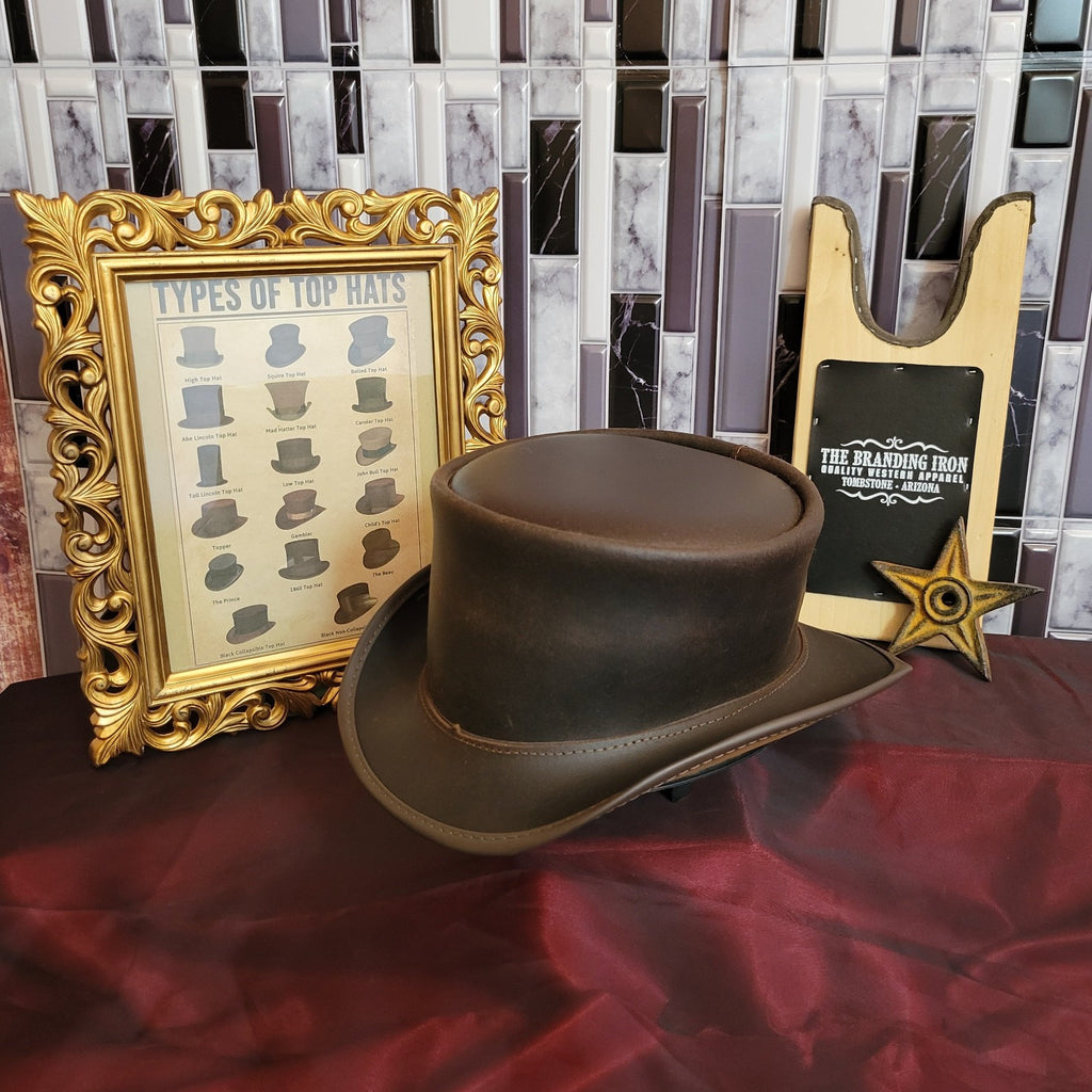 Leather Top Hat, the "Marlow" by American Hat Makers  MARBFXXXXXX Side View Brown
