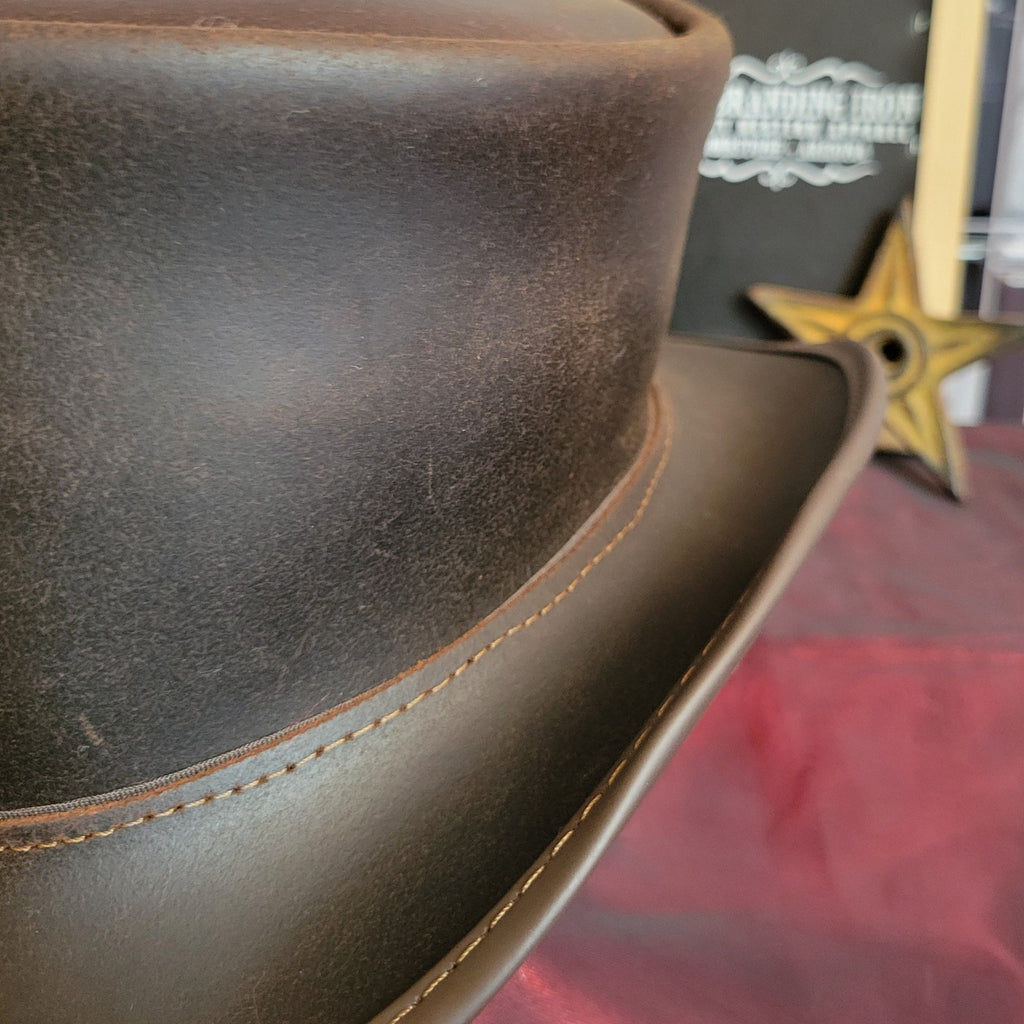 Leather Top Hat, the "Marlow" by American Hat Makers  MARBFXXXXXX Detailed View Brown