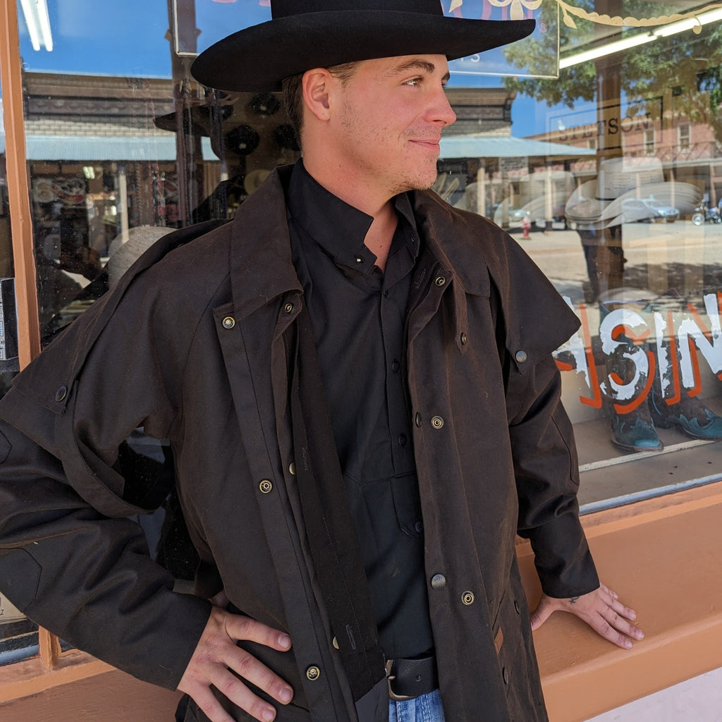 Short Oilskin, the "Bush Ranger Jacket" by Outback Trading Co 5008 front view
