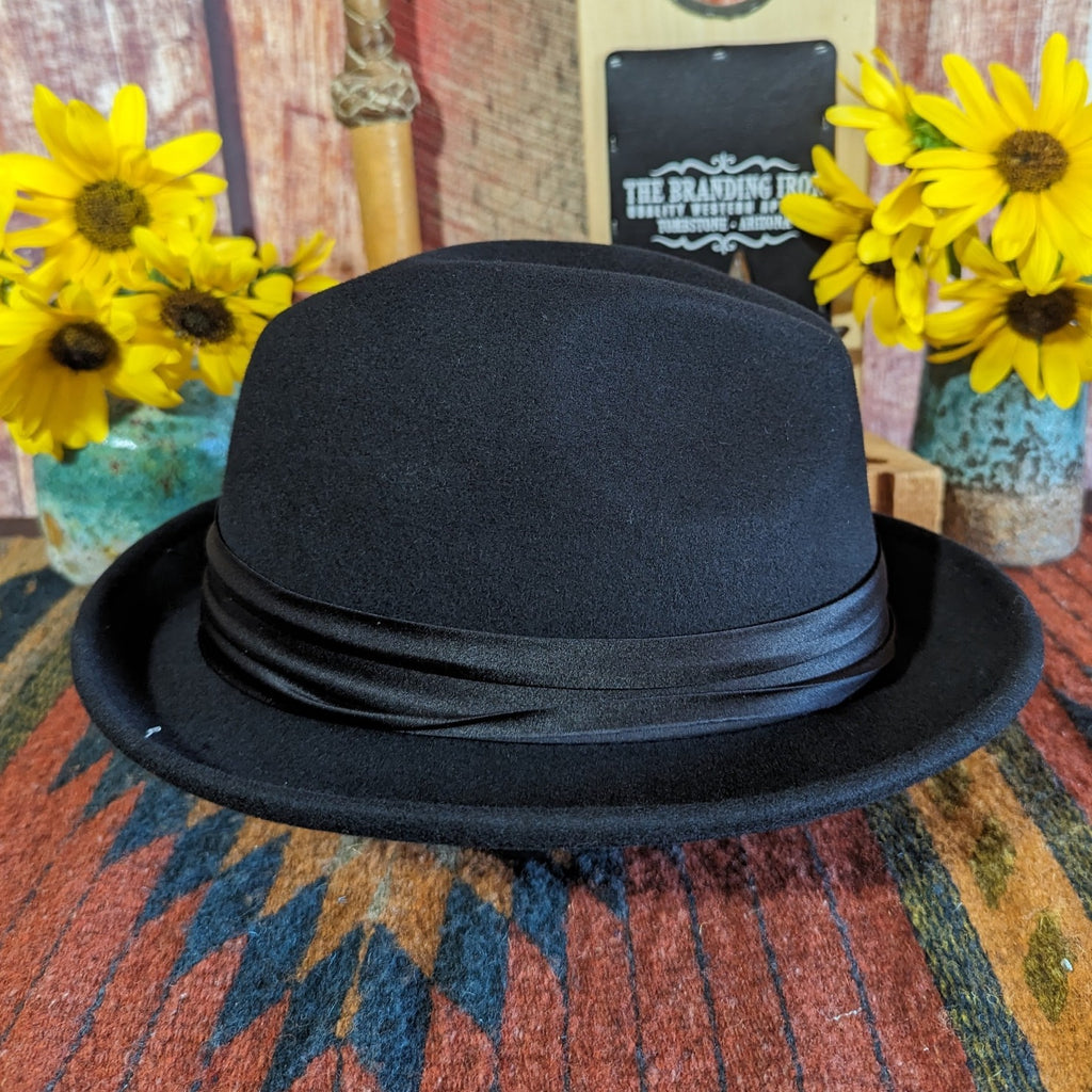 Wool Fedora the "Newark" Hat by Stacy Adams    SAW566-BLK side view
