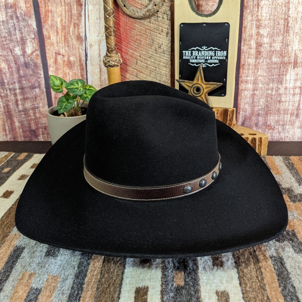 4X Buffalo Fur Felt Hat, the "Broken Bow" by Stetson   SBBBOW-69432270 black side view