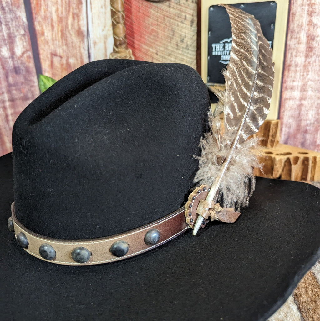 4X Buffalo Fur Felt Hat, the "Broken Bow" by Stetson   SBBBOW-69432270 black detail view