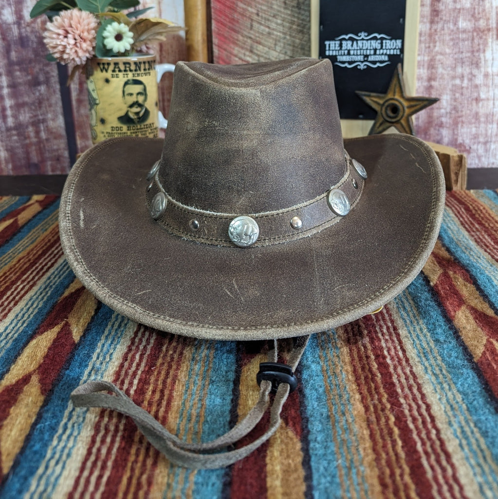Leather Hat "Crackled" by Bullhide   4070GR front view