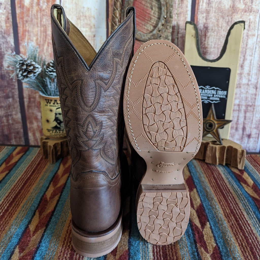 Clanton Men's Boots by Justin CJ2045 Back Bottom Sole View