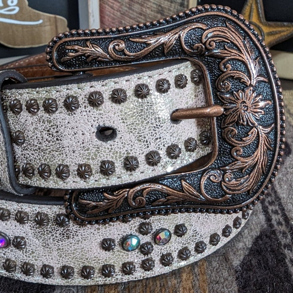 Women's Ariat Metallic Stud Leather Belt A15662216 Detailed View