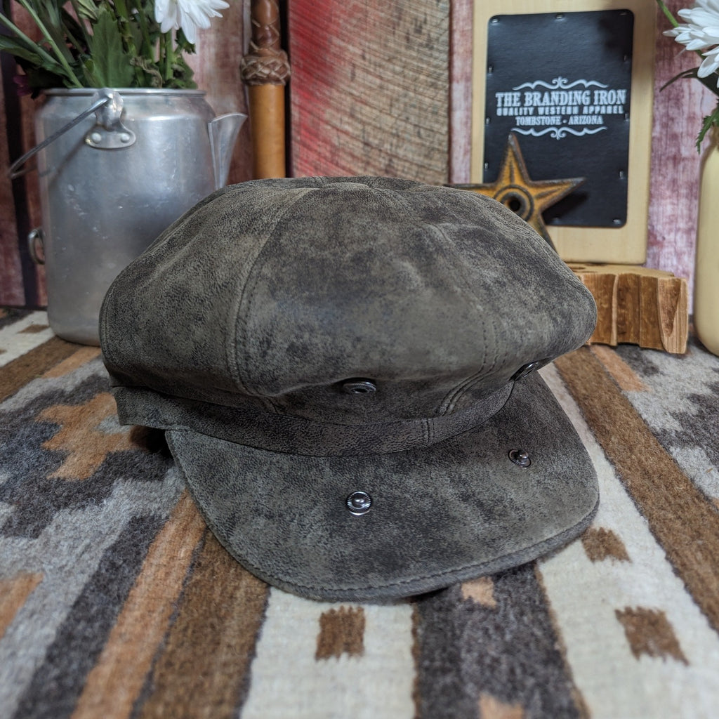 Weathered Leather Newsboy Cap by Scala SL199 Front View