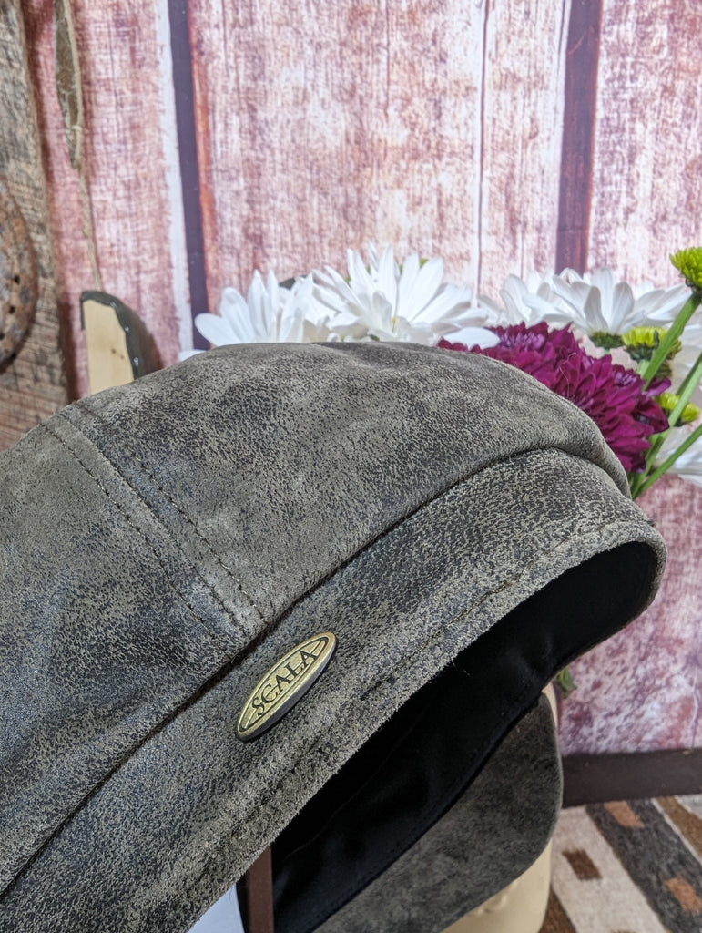 Weathered Leather Newsboy Cap by Scala SL199 Back View