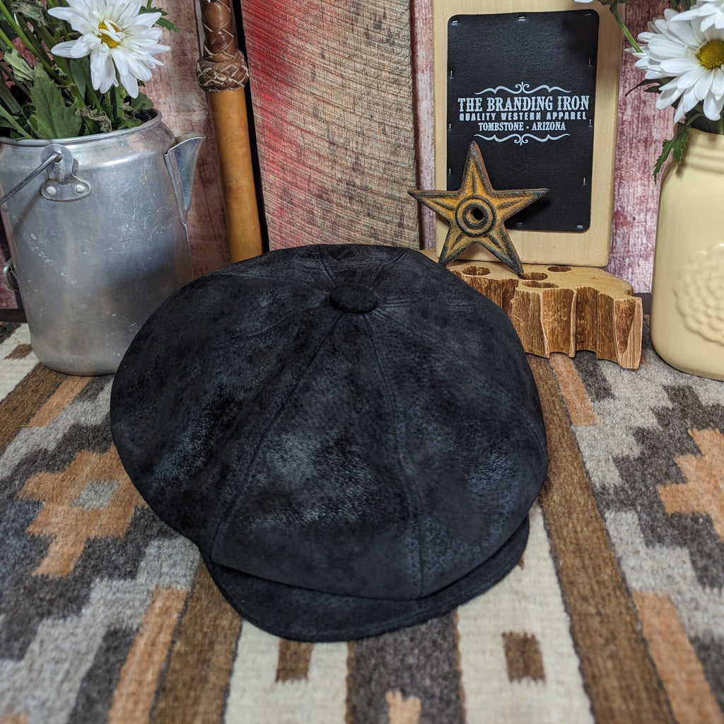 Weathered Leather Newsboy Cap by Scala SL199 Front View