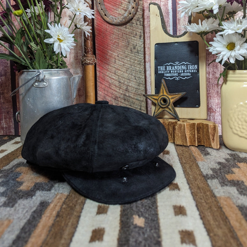 Weathered Leather Newsboy Cap by Scala SL199 Side View