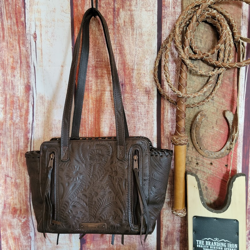 Annie's Secret Collection Zip Top Tote w/ Secret Compartment by American West  Back View