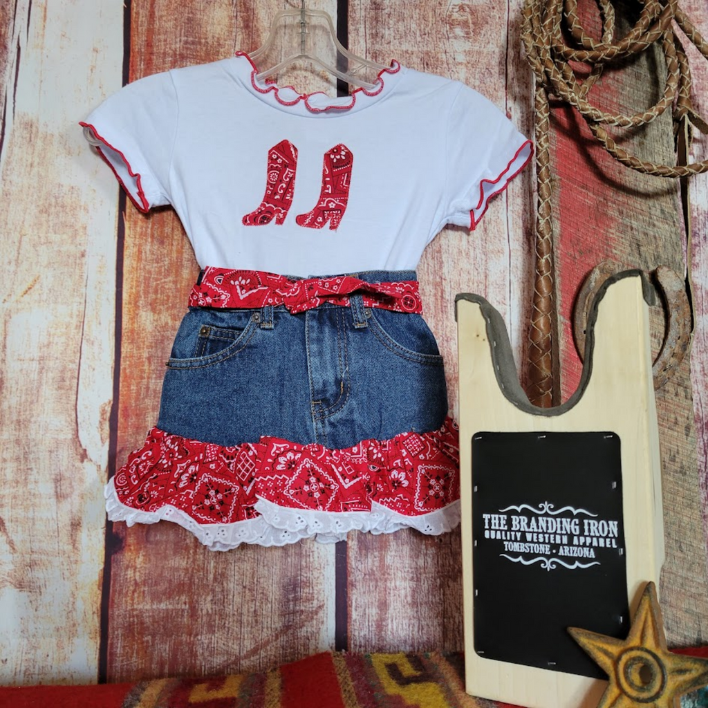 Kid's Outfit the "Red Bandana" by Kiddie Korral Front View