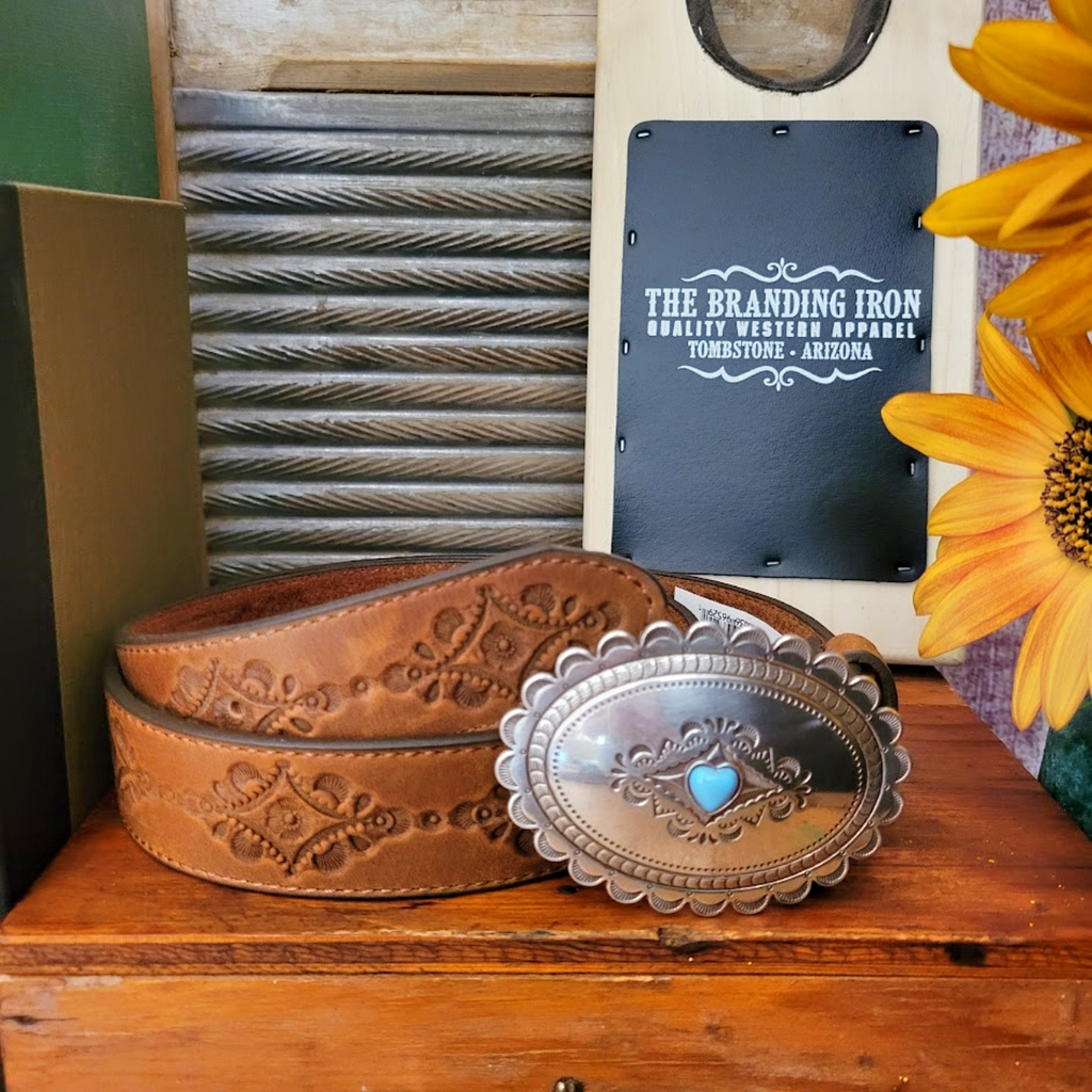 Leather Belt, the "Navajo Heart" by Justin 