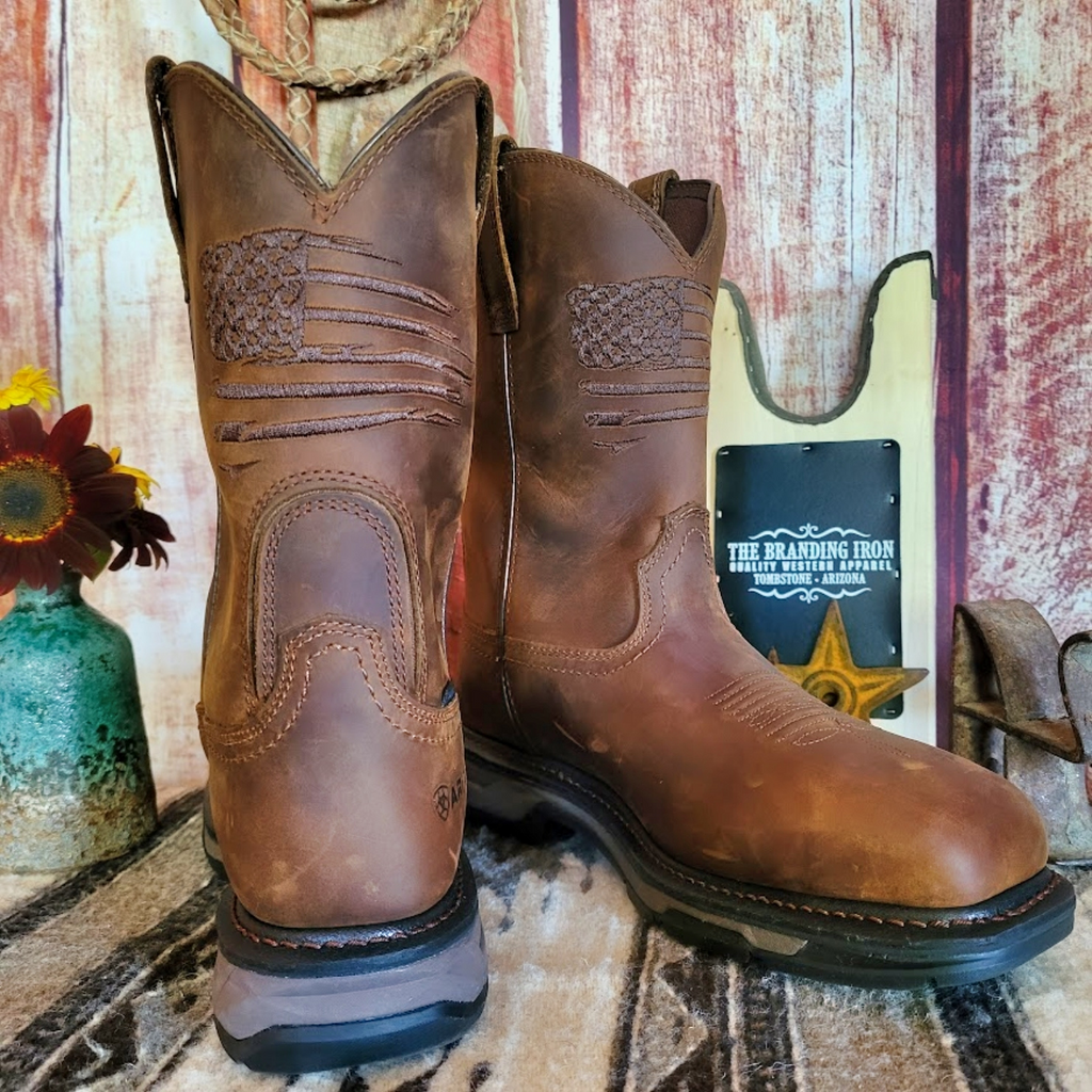 Men's Leather Work Boots “WorkHog XT Patriot H20” by Ariat  Front/Back View