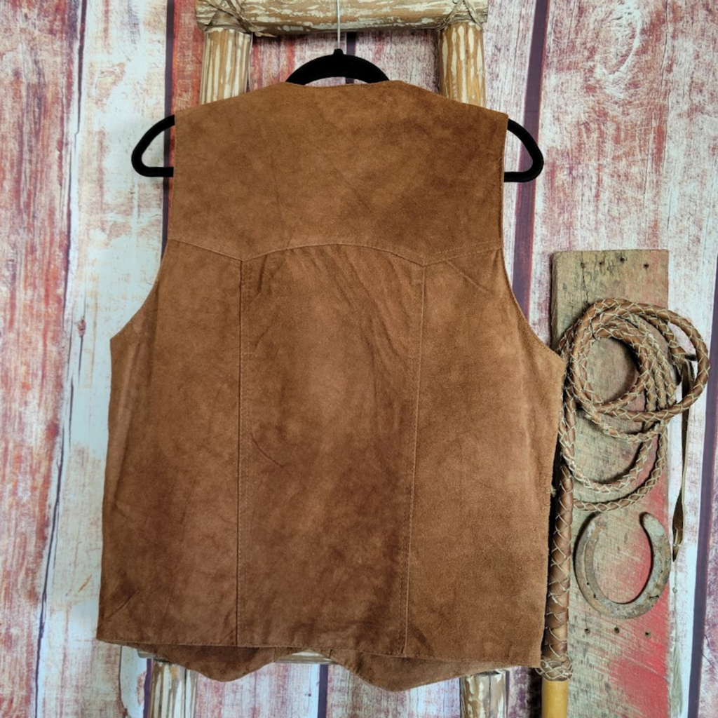 Men’s Suede Leather Vest by Cripple Creek Back View