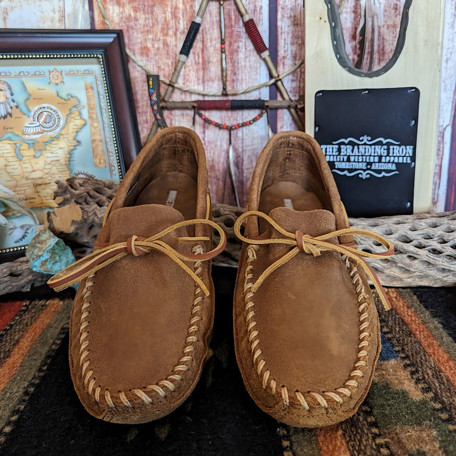 Men's Moccasins, the "Double Bottom Softsole" by Minnetonka Front View