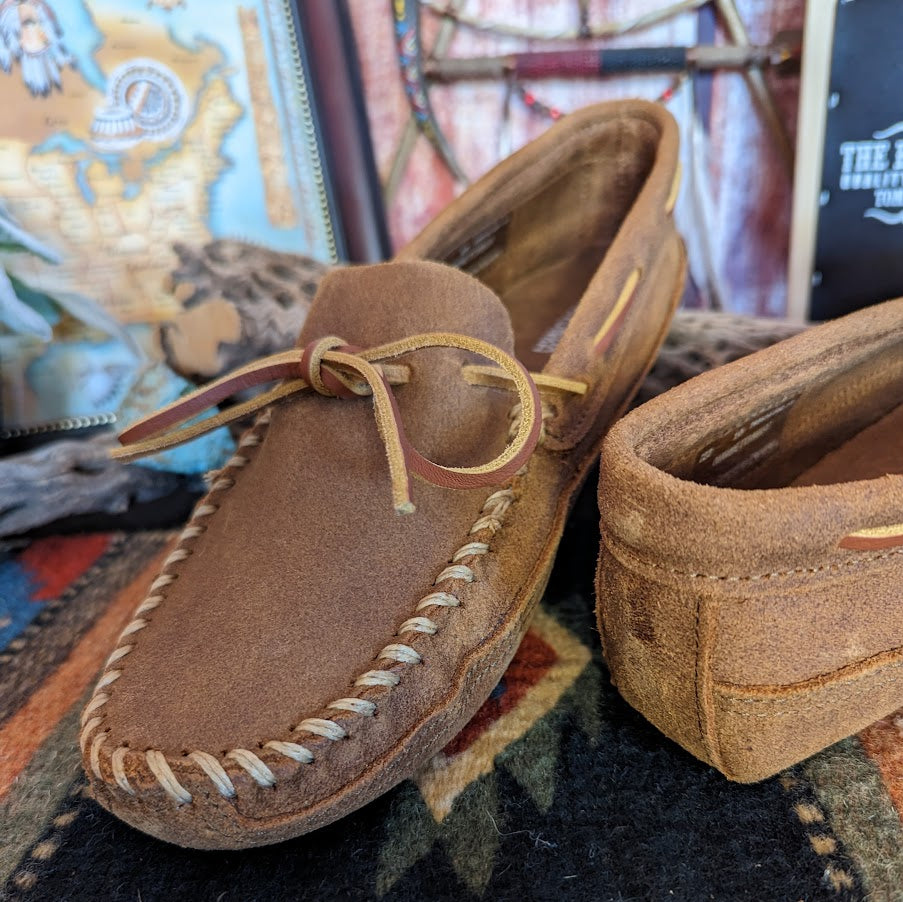 Men's Moccasins, the "Double Bottom Softsole" by Minnetonka Heel View