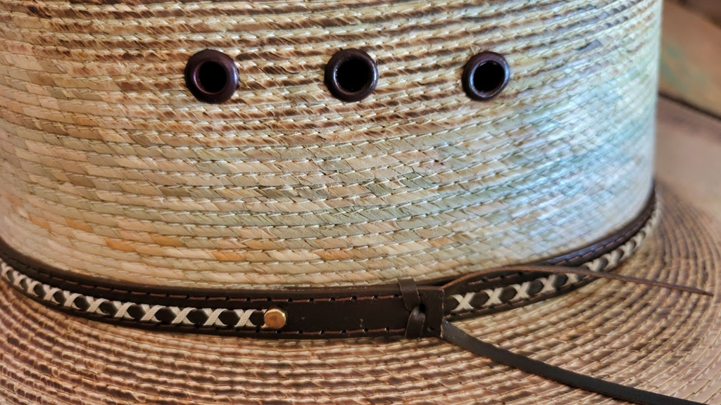 Palm Hat the "Comanche" by Charlie 1 Horse  Hatband View