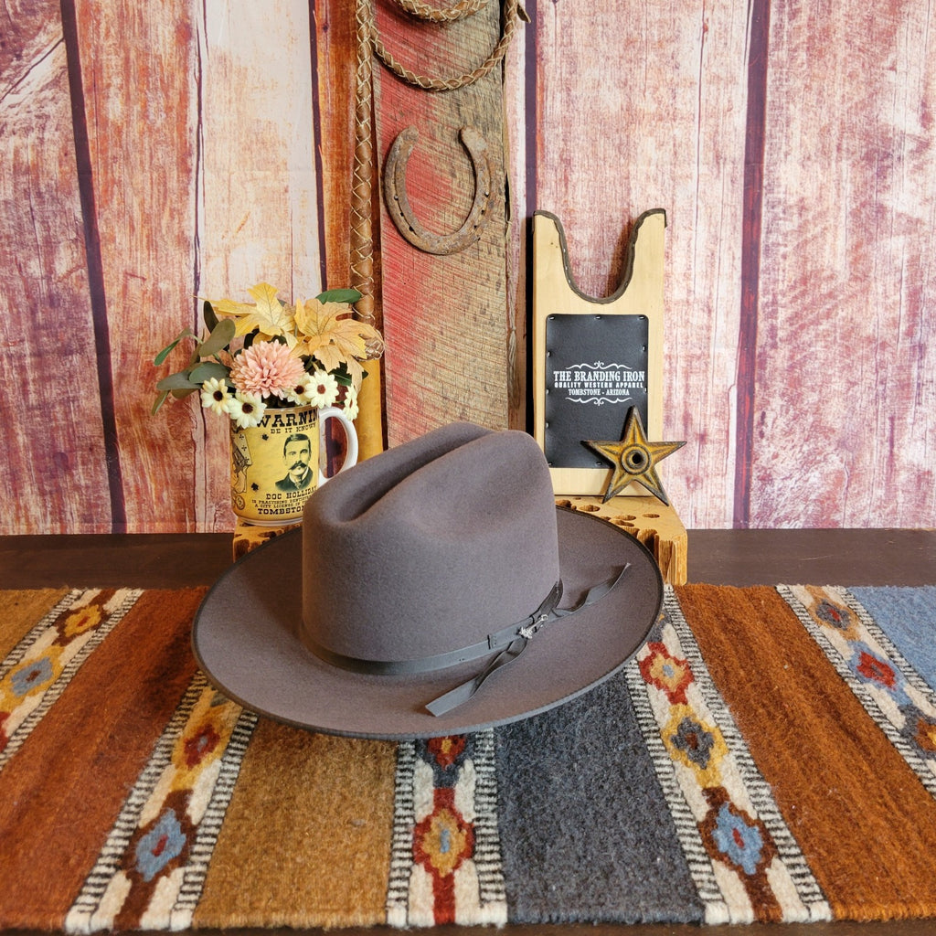 Fur Felt Hat the "Royal Deluxe Open Road" By Stetson TFROPR-3626 Front Tilt View Caribou 