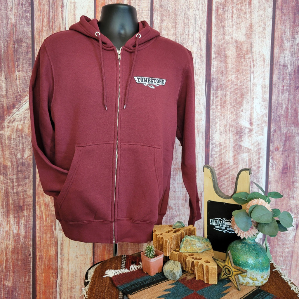 Zip-up Hoodie "Tombstone" by Black Anchor LST14003 Front View Burgundy