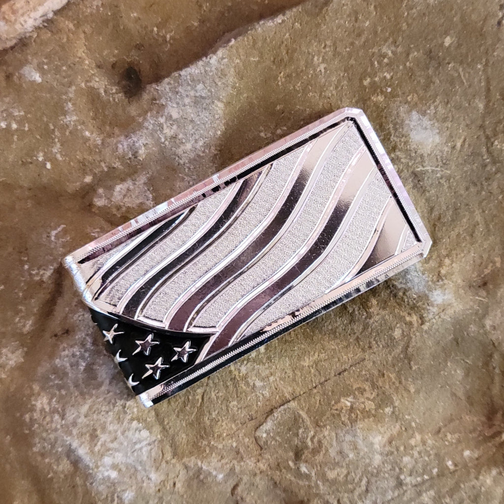 American Made Money Clip "Wings of liberty" by Montana Silversmiths AMMCL5825-SVNF Back View