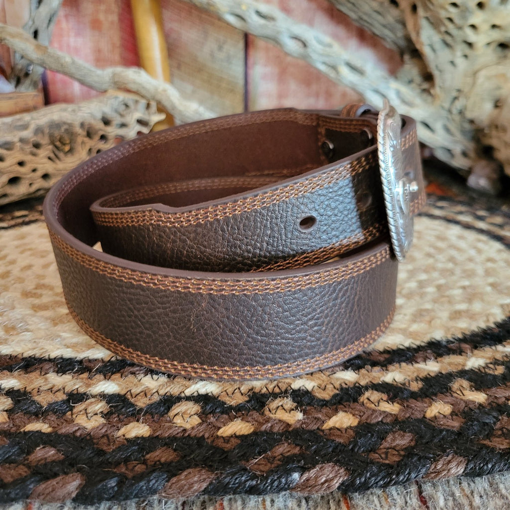 Ariat Brown "Rowdy" Distressed Belt by Ariat A10210283 Side View