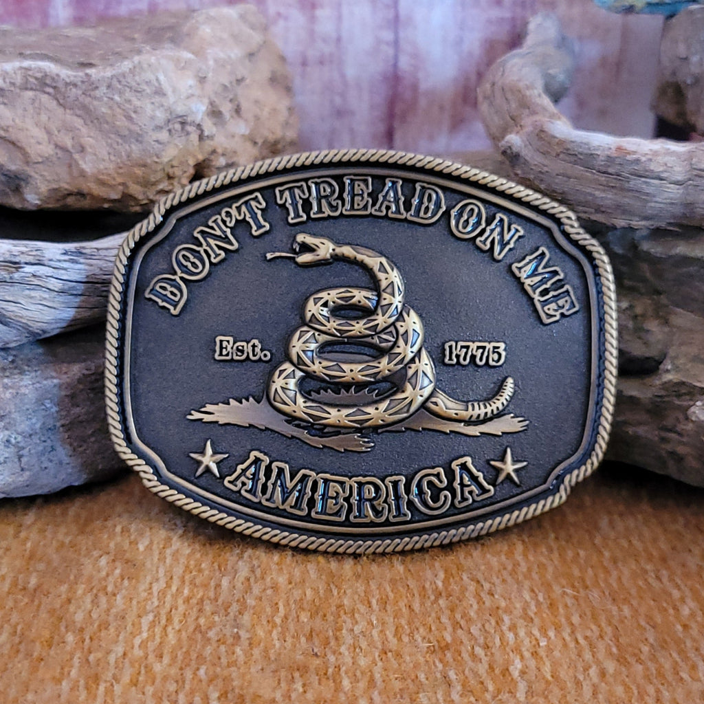 Belt Buckle "Don't Tread on Me" by Attitude Buckles A515C Front View