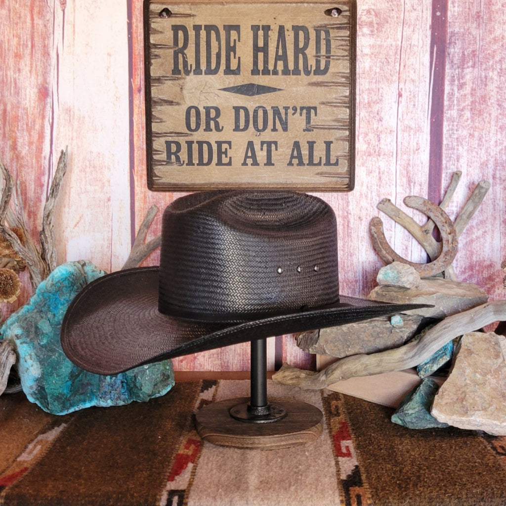 Black Straw Hat "Cole Mine" by Stetson  SSCOLM-304207 Front Side View