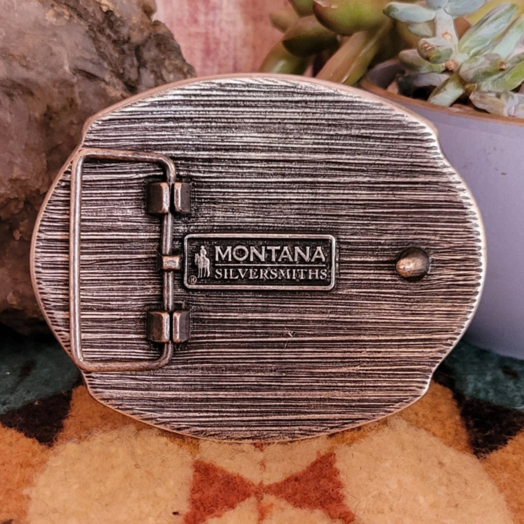 Buffalo Roam Belt Buckle by Montana Silversmiths A987S Back View