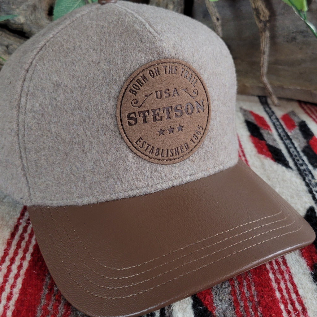 A close-up of the embossed patch and bill.