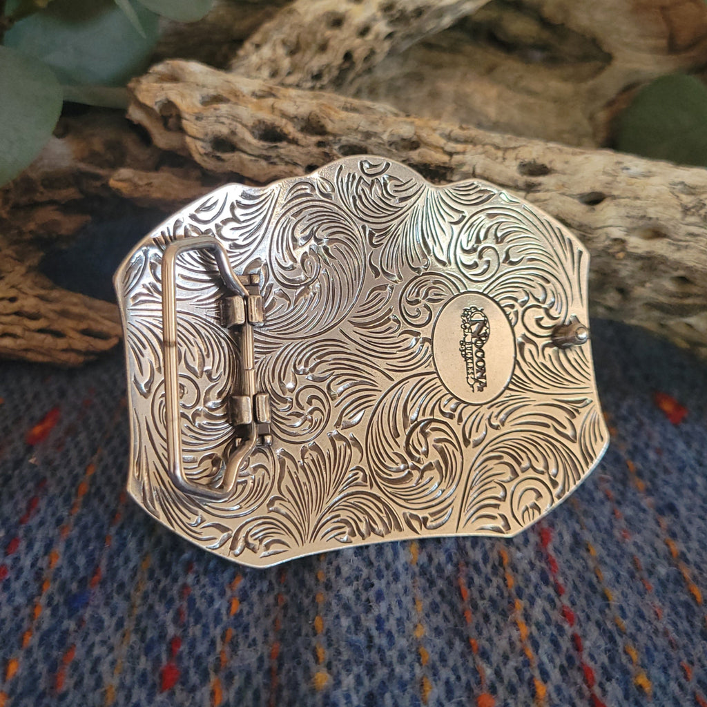 Back view featuring the maker's logo and paisley detailing.