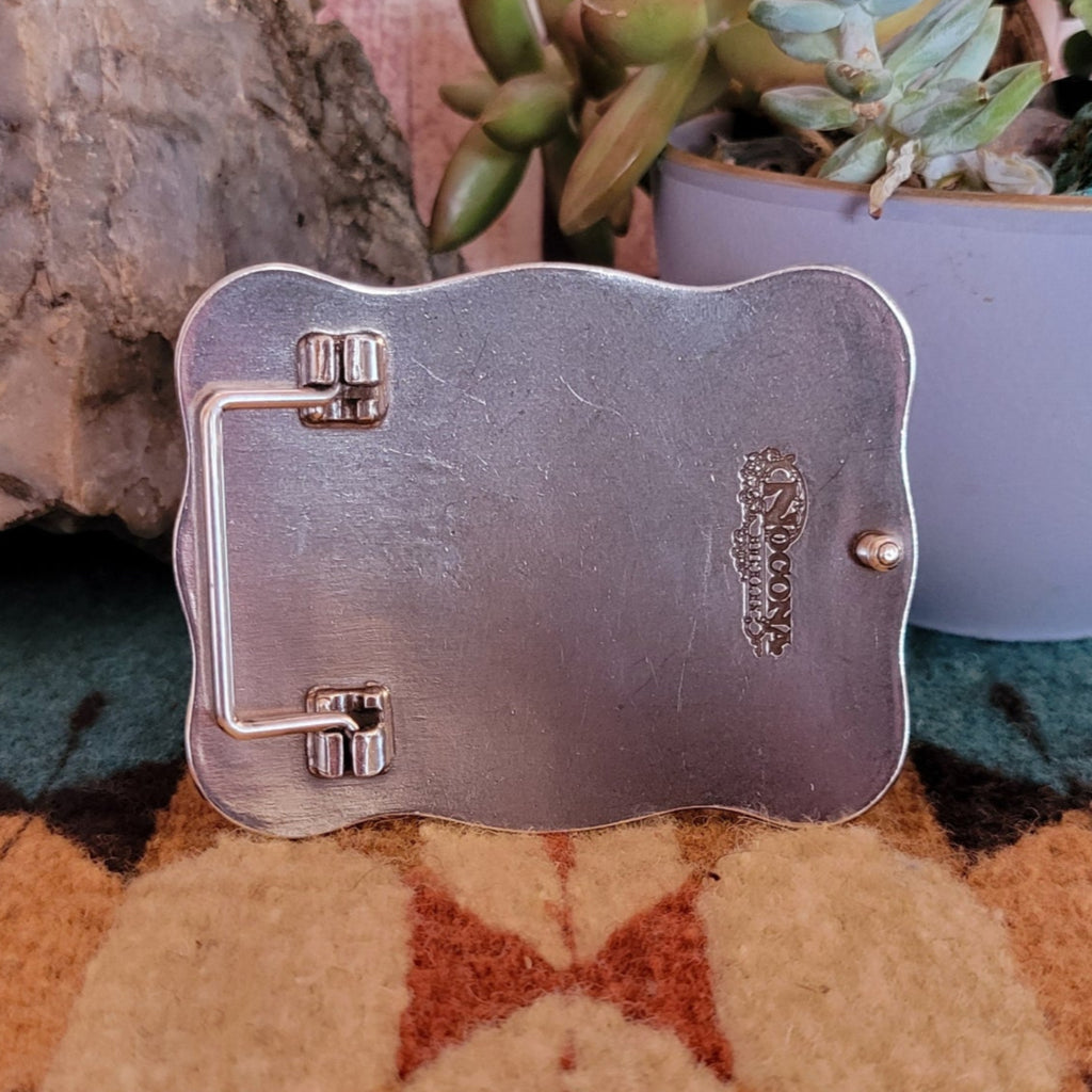 "Flag Scrolling" Belt Buckle by Nocona   37702 Back View