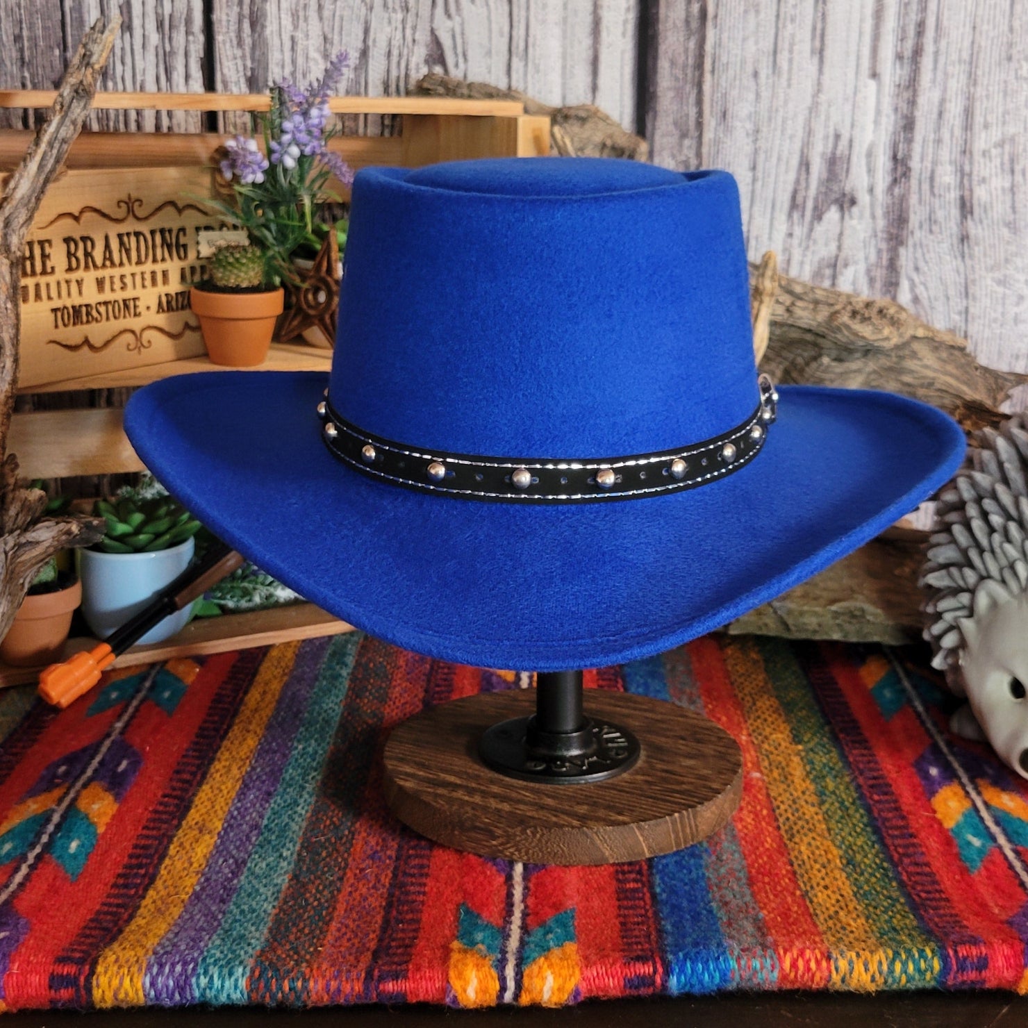 House of Lafayette Wool Felt Blue Gambler Grosgrain Suede Accent Hat One Size Kids main image 3