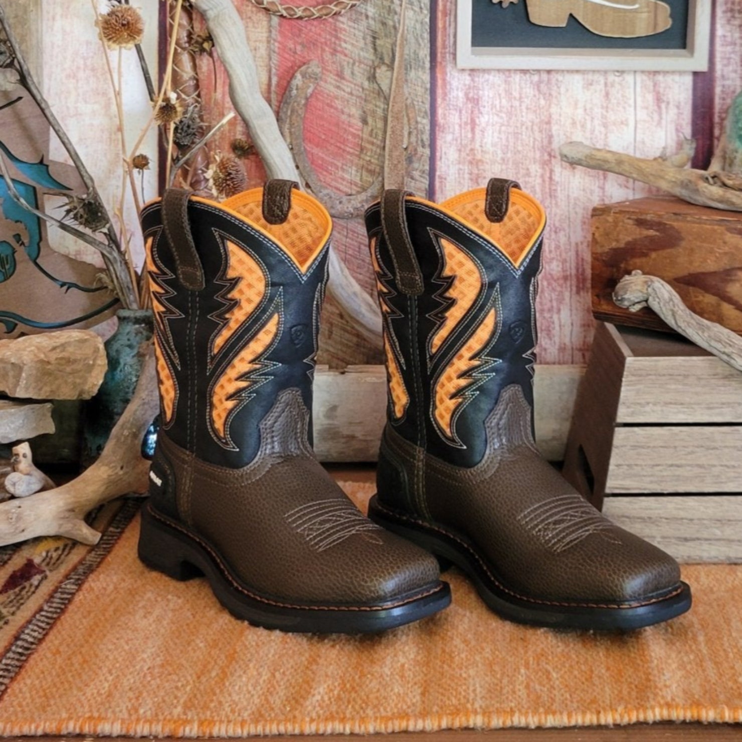 Boys leather work boots hotsell