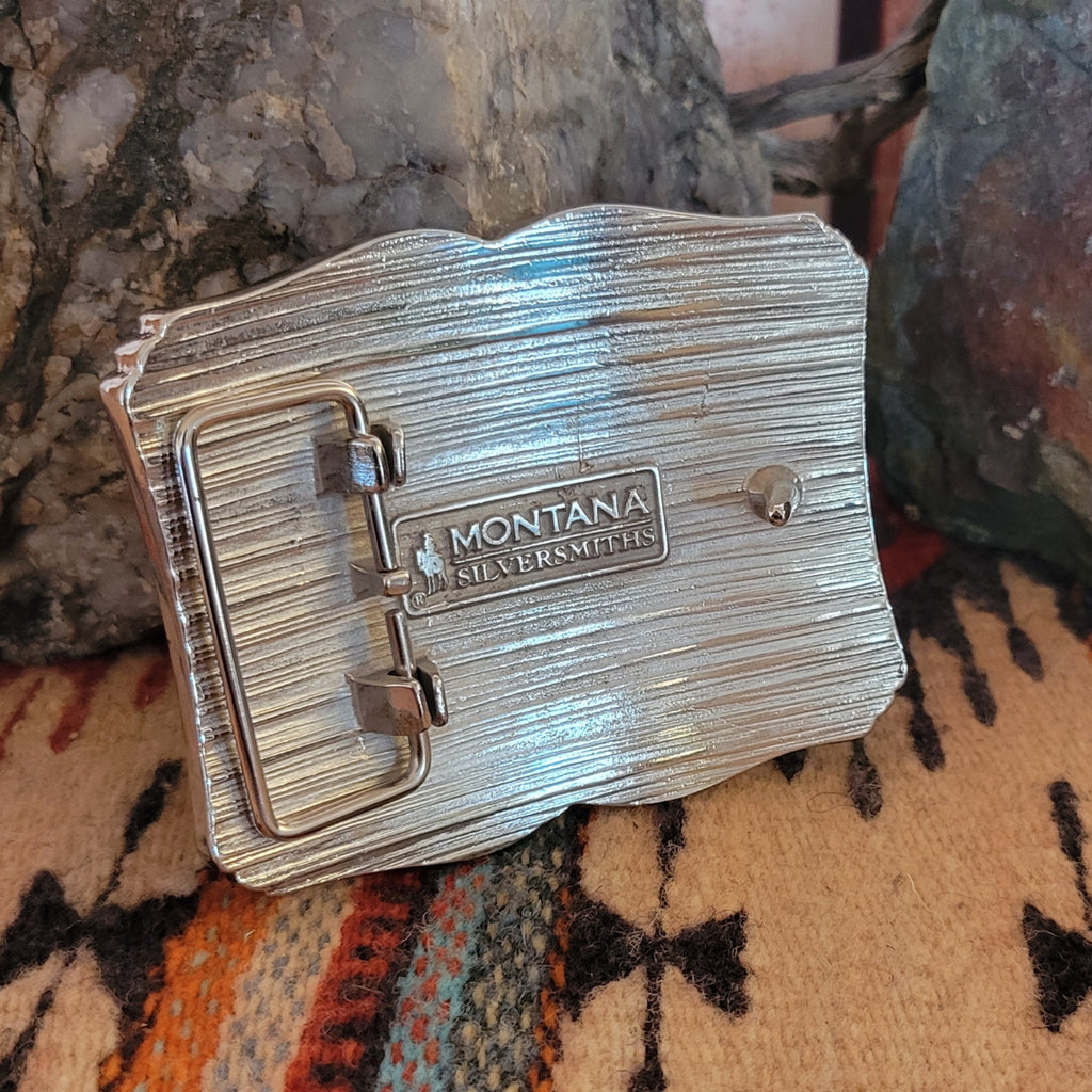 Large Eagle Belt Buckle by Montana Silversmiths A952 Back View..