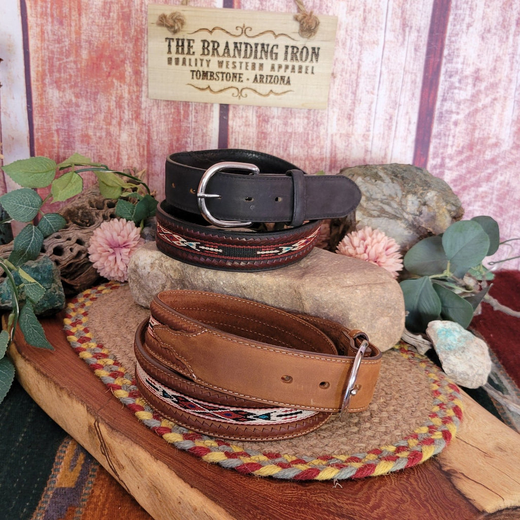 Leather Belt "Lace Edge Rib" by Tony Lama  5A103/5A109 group View