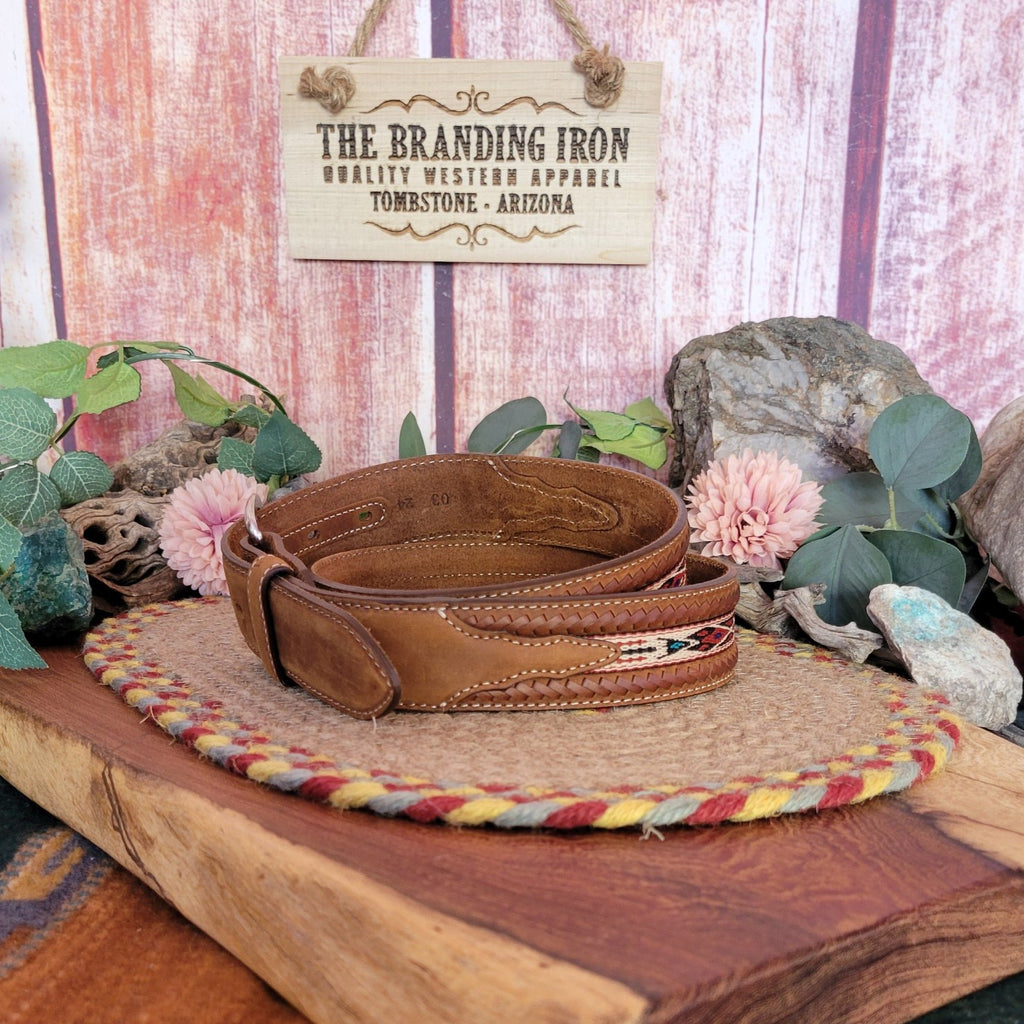 Leather Belt "Lace Edge Rib" by Tony Lama  5A103/5A109 Side View2