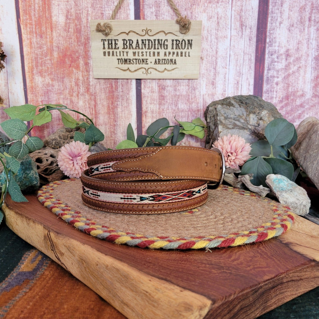 Leather Belt "Lace Edge Rib" by Tony Lama  5A103/5A109 Side View
