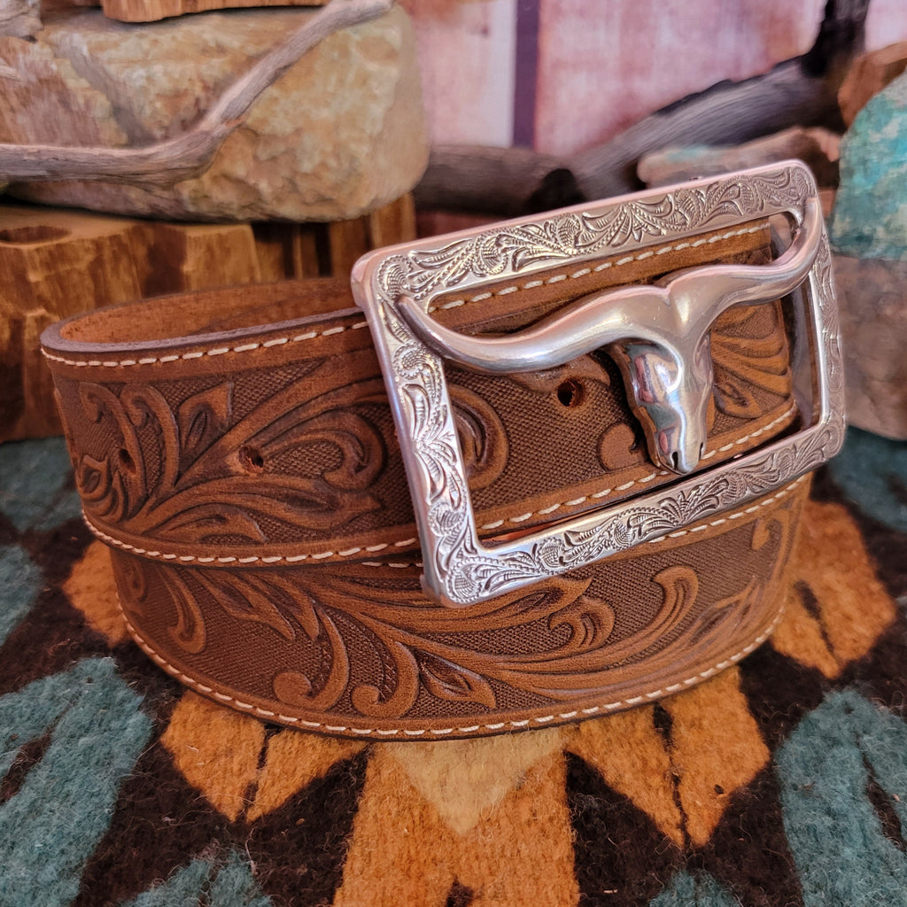 Leather Belt the "Stockyard" by Tony Lama C42859 Detailed View