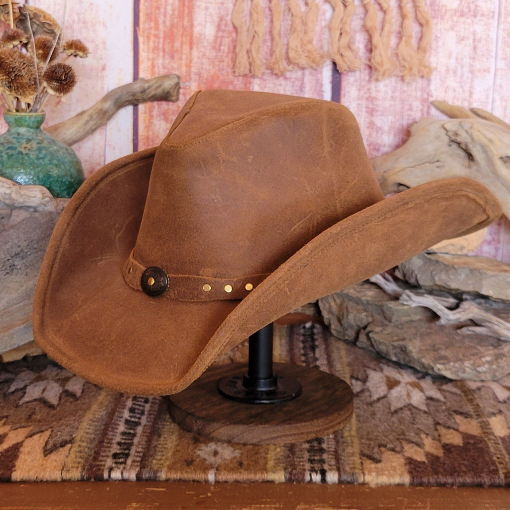 Leather Hat  "Silverton Dude" by Minnetonka 9613 Front Side View
