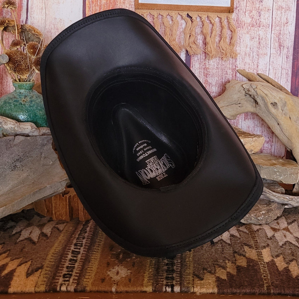 Leather Hat  "Silverton Dude" by Minnetonka 9613 Inside View Black