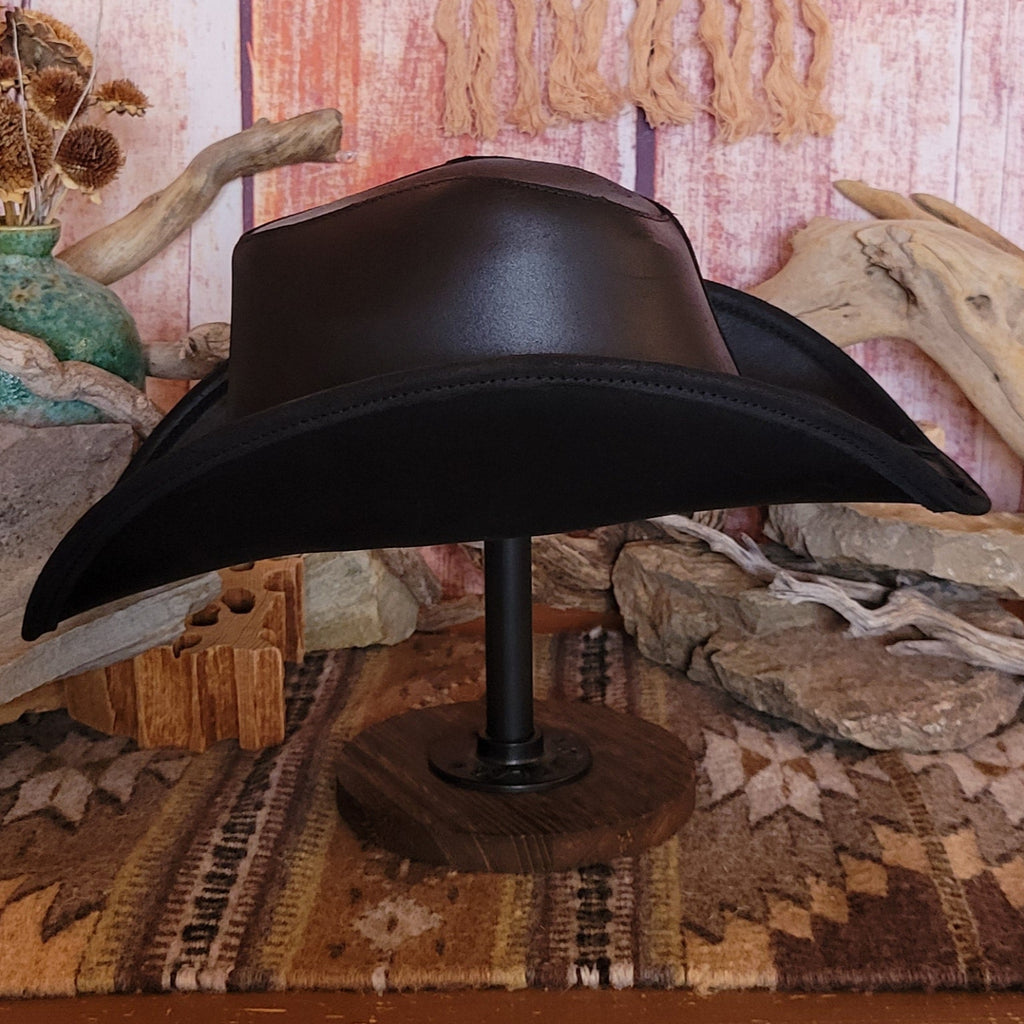 Leather Hat  "Silverton Dude" by Minnetonka 9613 Side View Black 