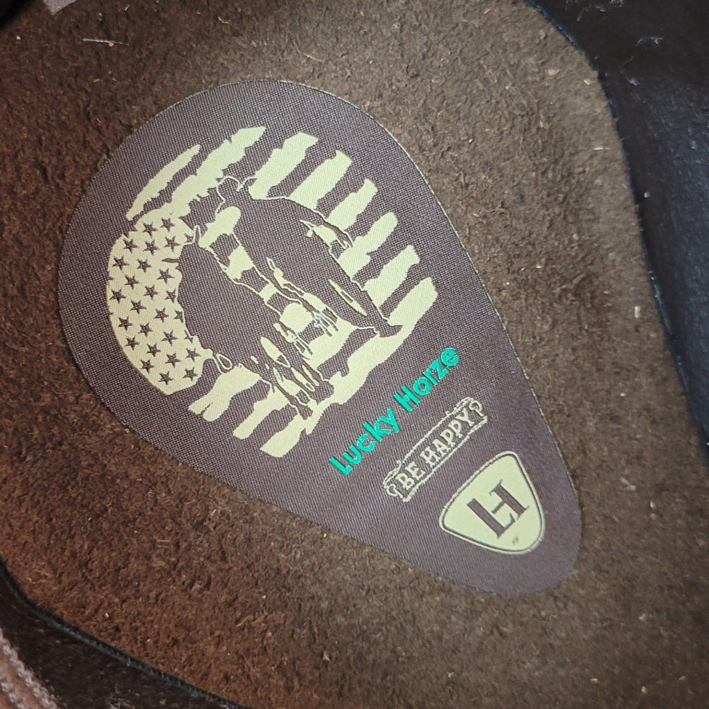 A close-up of the brand's logo found on the inside of the hat.