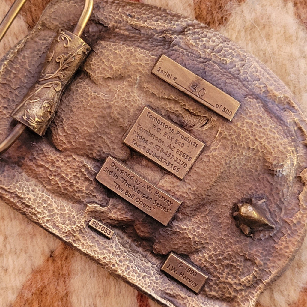 Limited Edited Belt Buckle "The Wild Bunch" by Joe Harvey of Tombstone Products WB101 "The Ball Opens" Detailed Back View