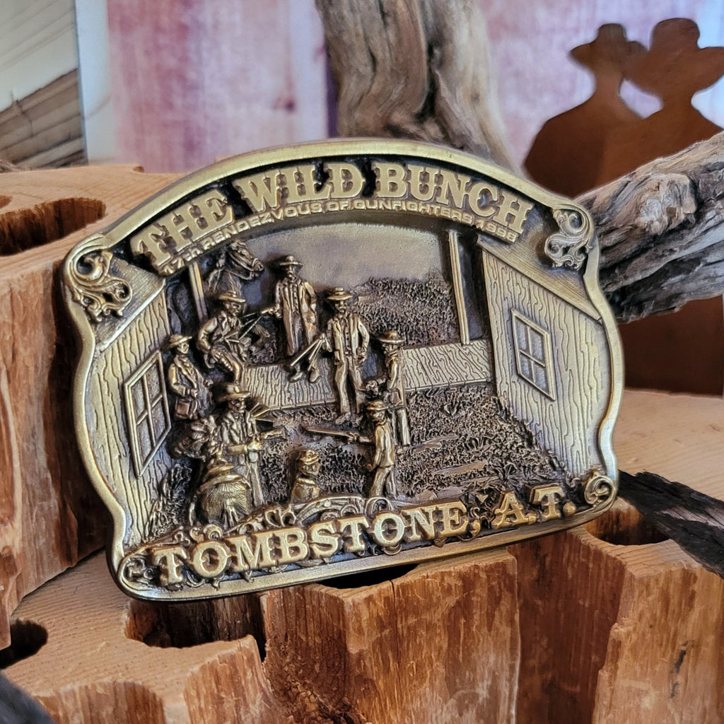 Limited Edited Belt Buckle "The Wild Bunch" by Joe Harvey of Tombstone Products WB101 "The Ball Opens" Front View